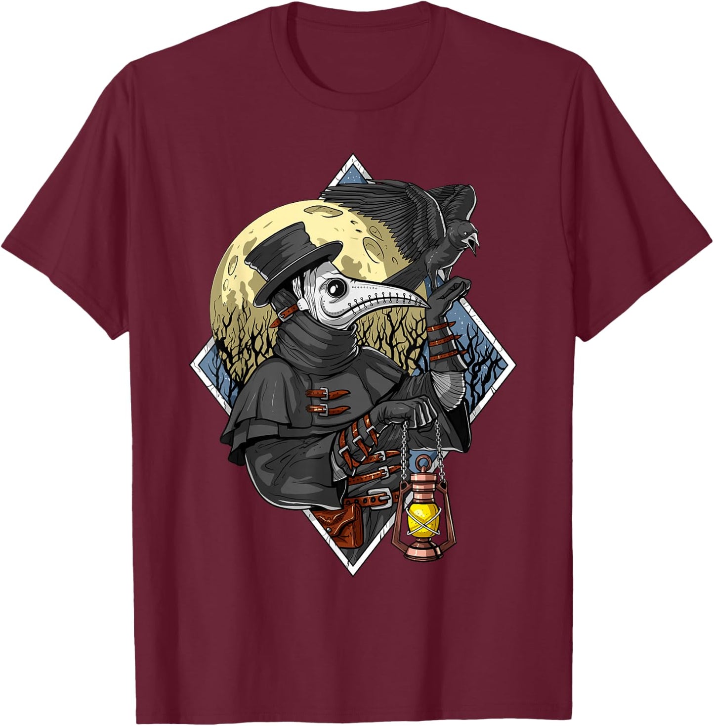 Plague Doctor Raven Gothic Macabre T-Shirt - T-Shirt | Maroon