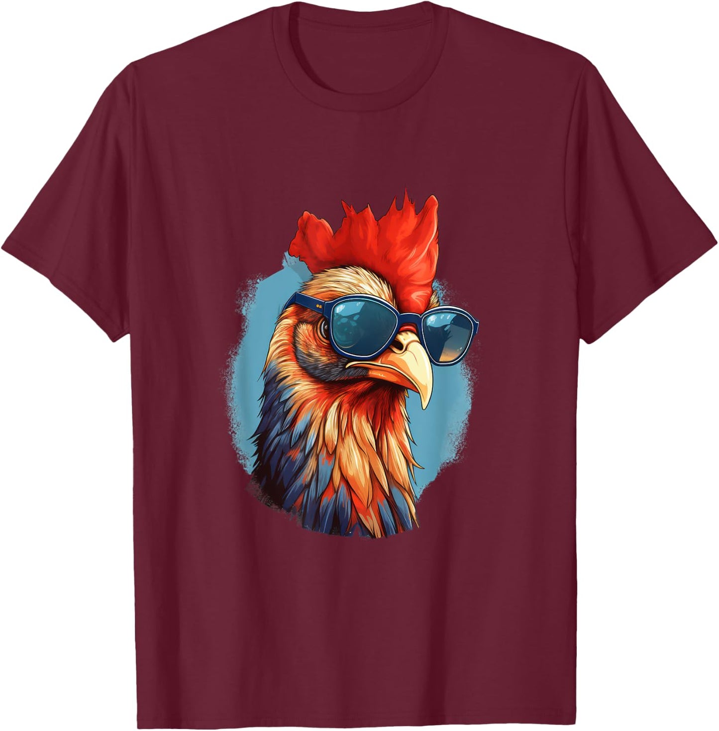 Vintage Rooster Chicken Sunglasses T-Shirt - T-Shirt | Maroon