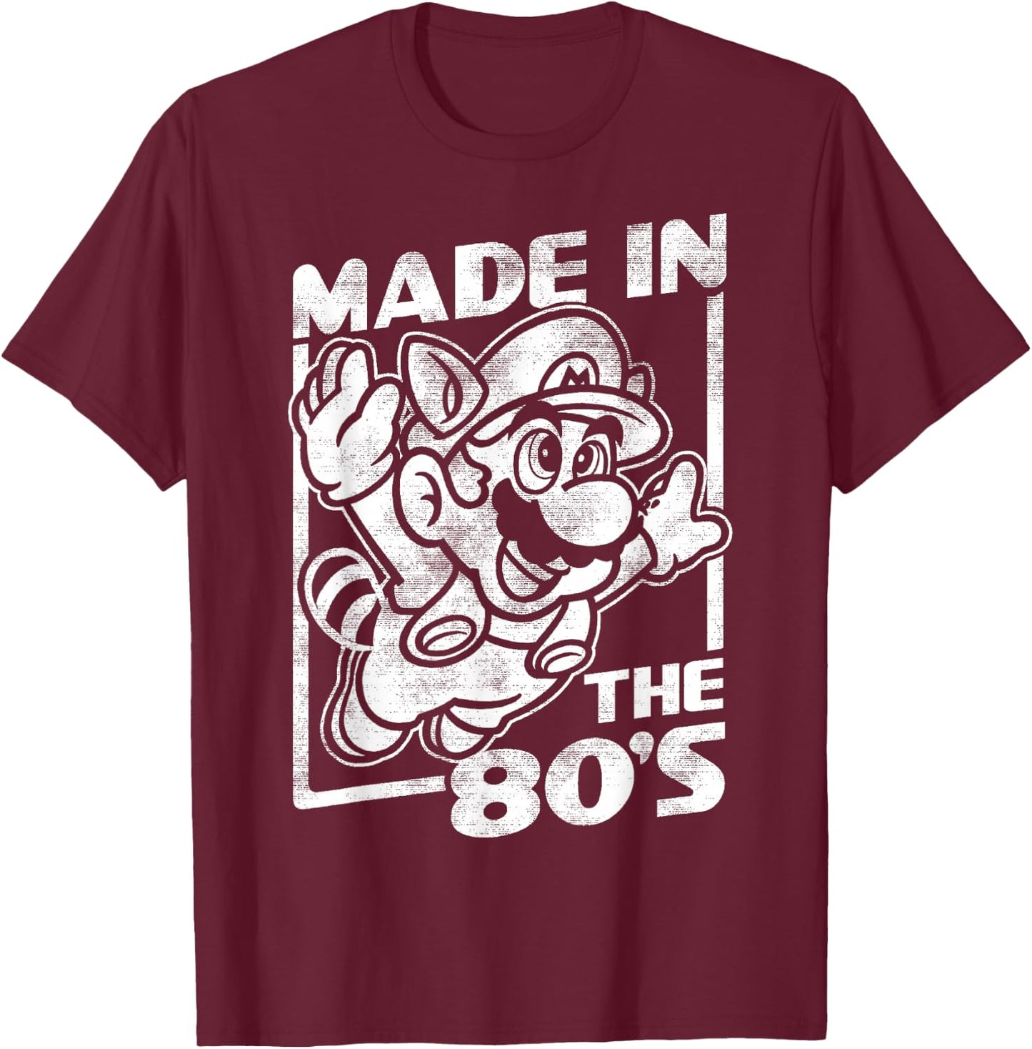 Super Mario Bros 3 Tanooki Mario Made In The 80's Vintage T-Shirt - T-Shirt | Maroon