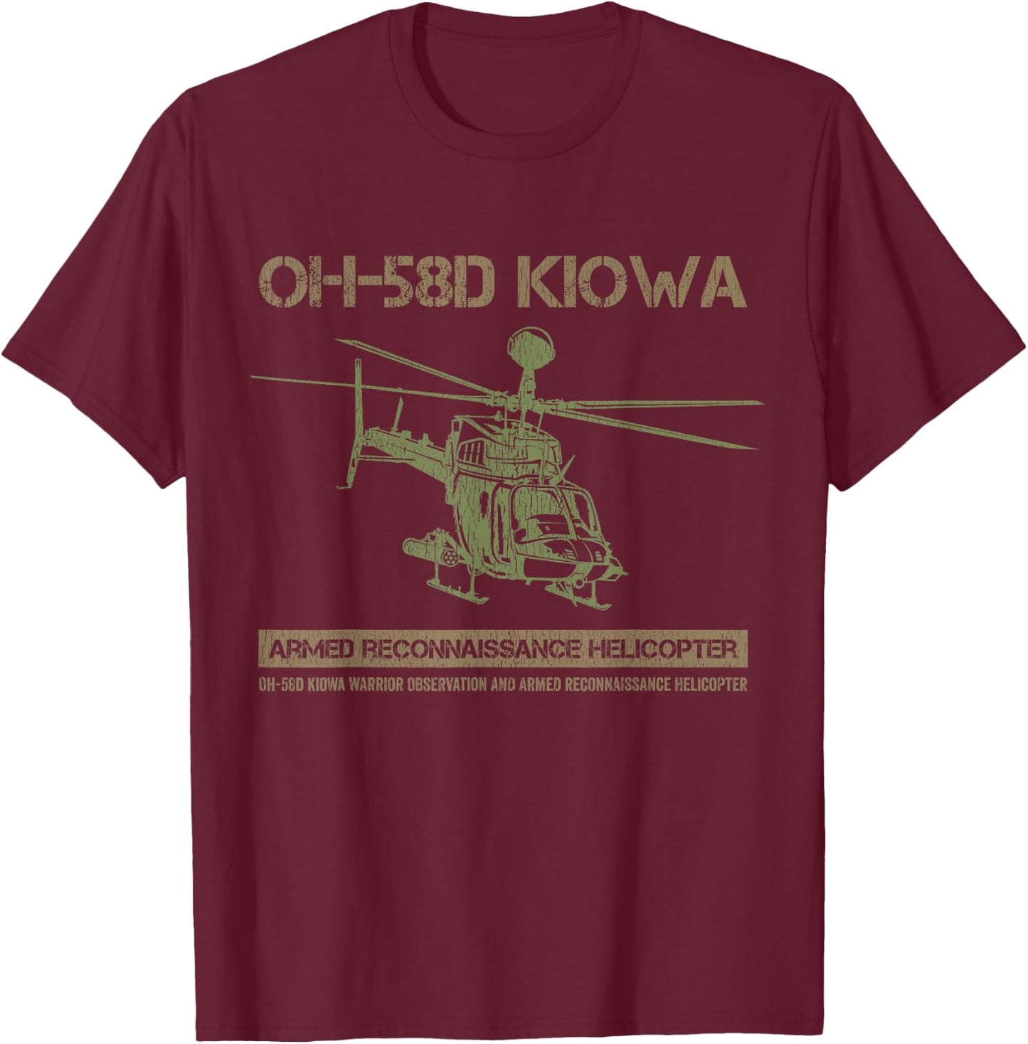 OH-58D Kiowa Warrior Helicopter Pilot T-Shirt - T-Shirt | Maroon