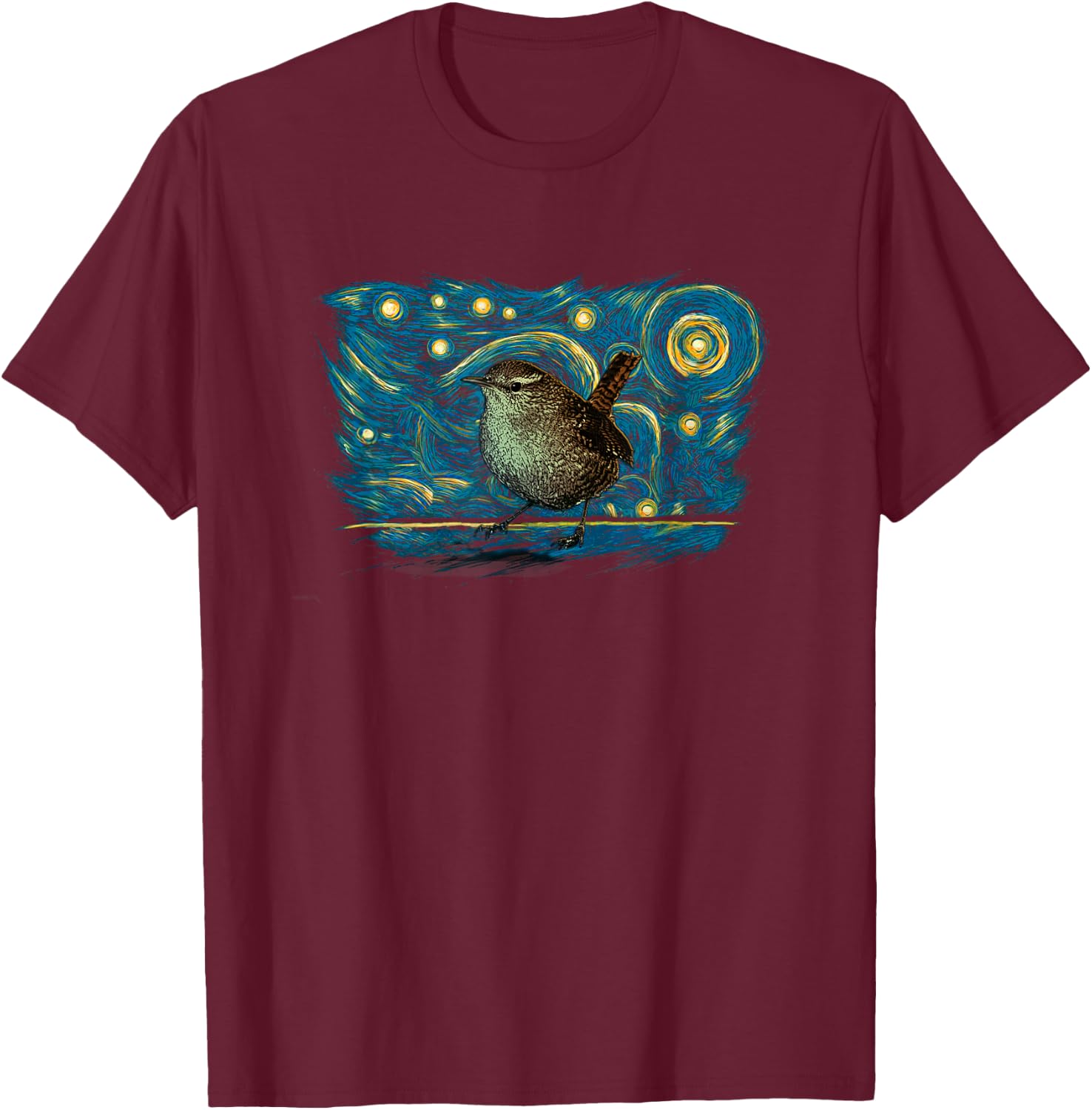 Retro Vintage Style Wren T-Shirt - T-Shirt | Maroon