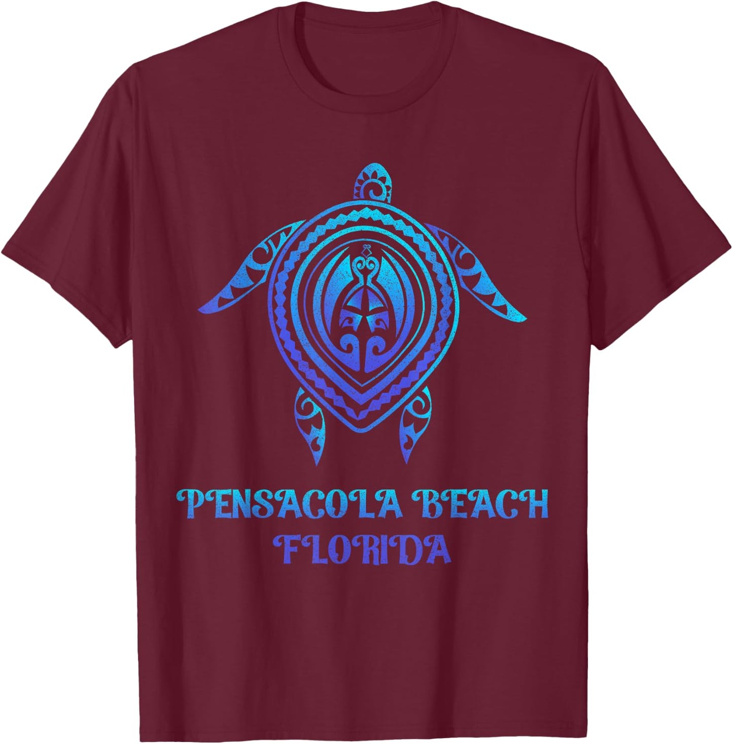 Pensacola Beach Florida Beach Souvenirs Sea Turtle Tribal Women Girls Kids T-Shirt - T-Shirt | Maroon
