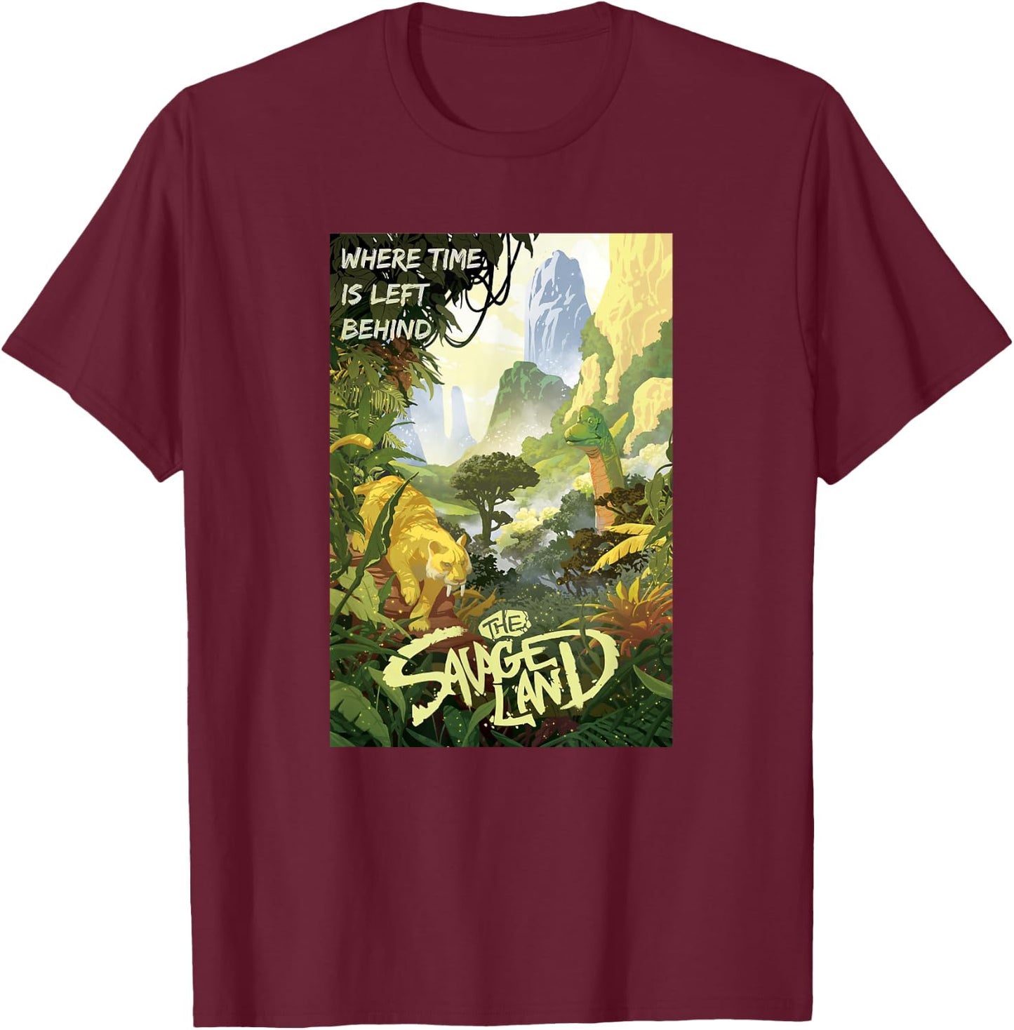 Marvel Avengers Classic Visit The Savage Land Poster T-Shirt - T-Shirt | Maroon