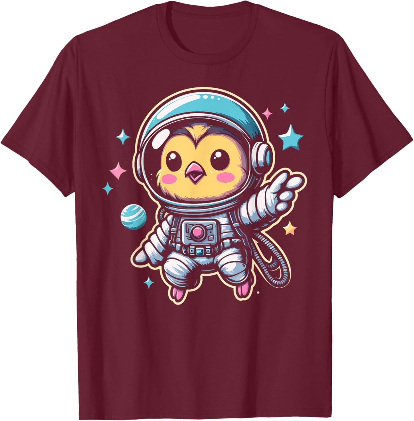 Chicken Astronaut Space Galaxy Farm Animal Poultry Lover T-Shirt - T-Shirt | Maroon