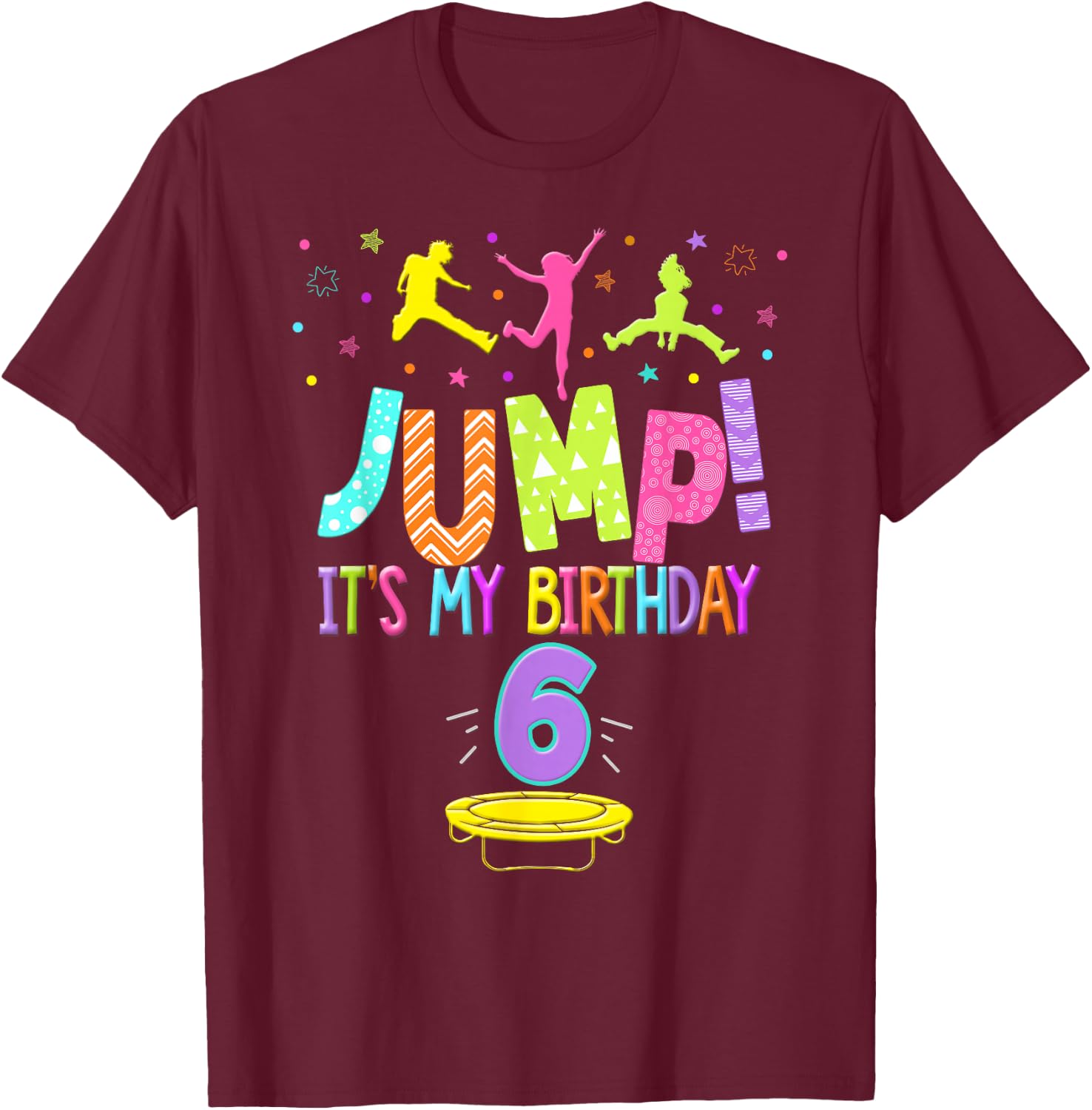 Trampoline Birthday Party For Girls T-Shirt - T-Shirt | Maroon
