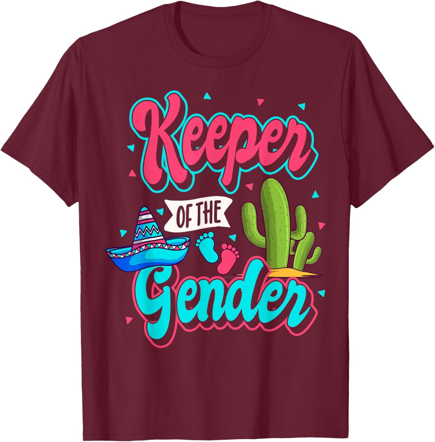 Mexican Gender Reveal Cinco de Mayo Baby Shower Party Fiesta T-Shirt - T-Shirt | Maroon