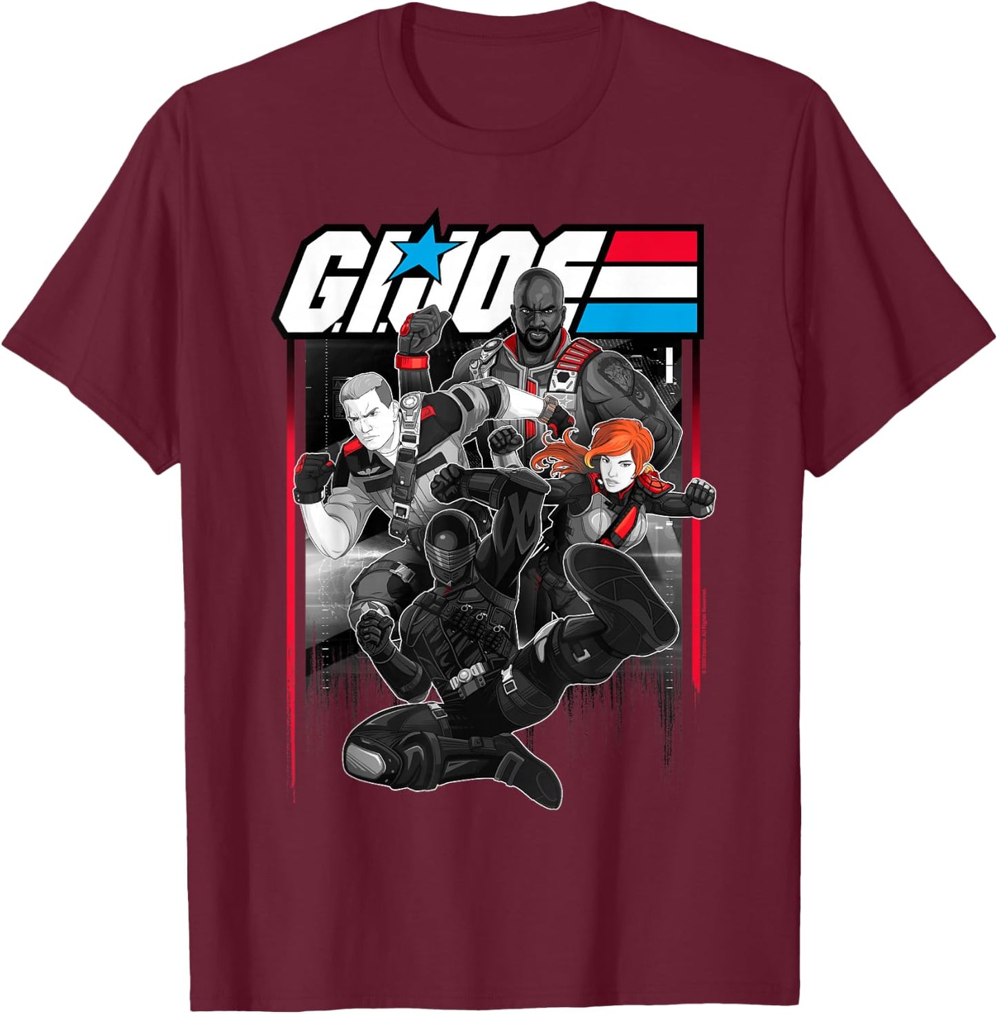 G.I. Joe Group Shot Action Pose Comic Panel T-Shirt - T-Shirt | Maroon