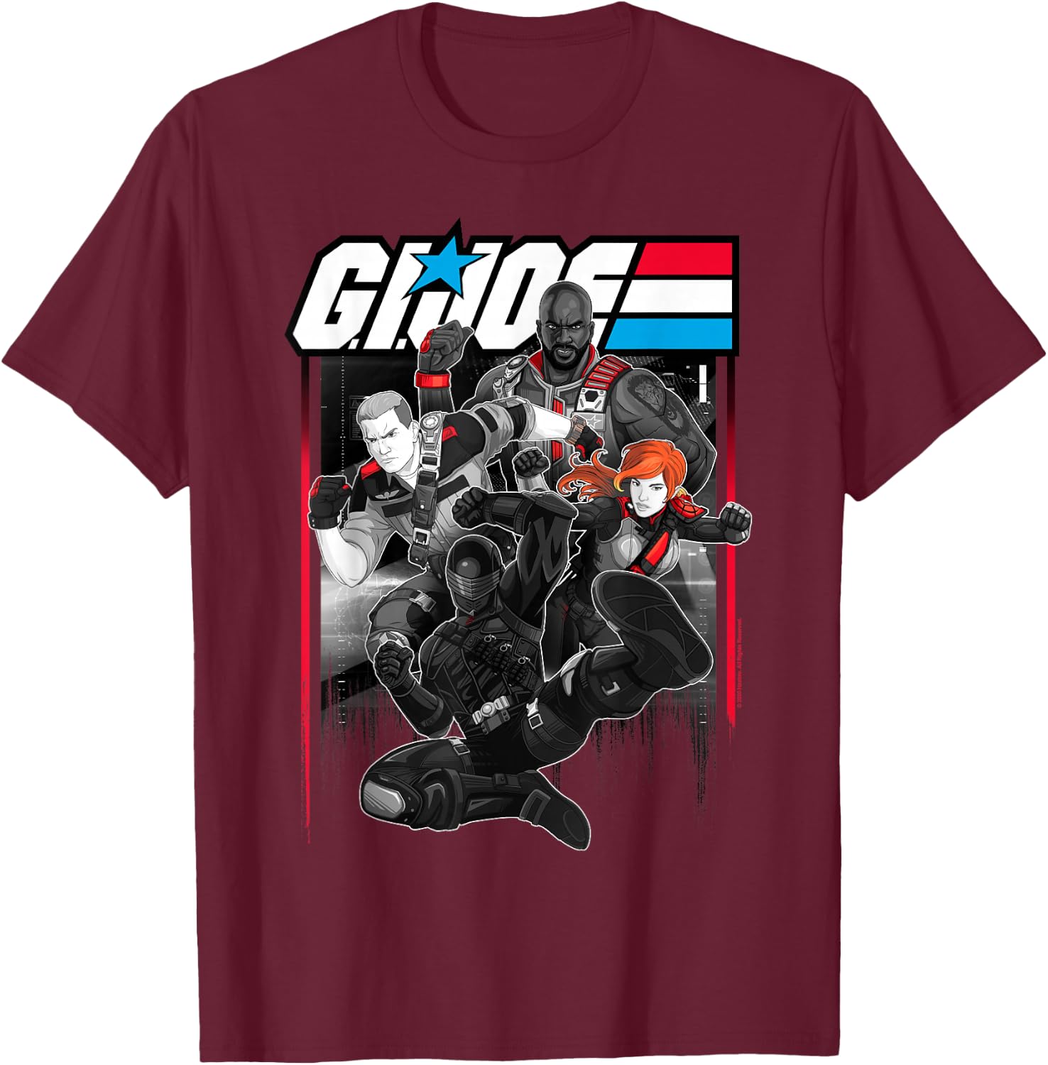 G.I. Joe Group Shot Action Pose Comic Panel T-Shirt - T-Shirt | Maroon