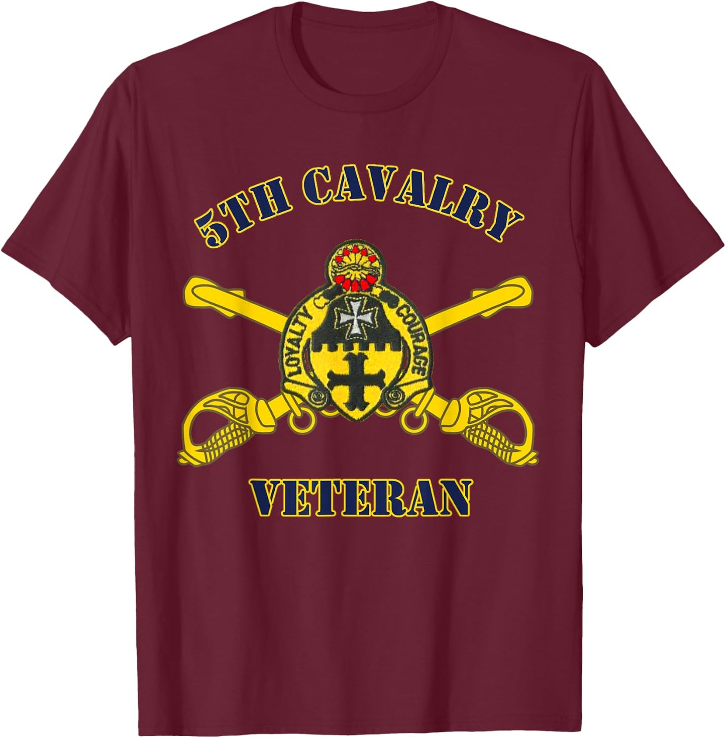 5th Cavalry - for Army Vets of Fifth Cavalry design T-Shirt - T-Shirt | Maroon