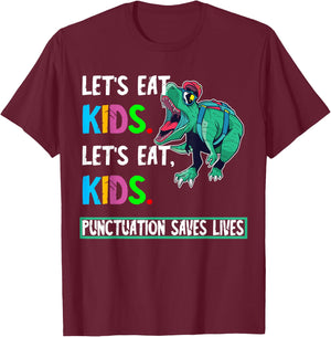 Grammar Dinosaur English Lessons Funny Student T-Shirt - T-Shirt | Maroon