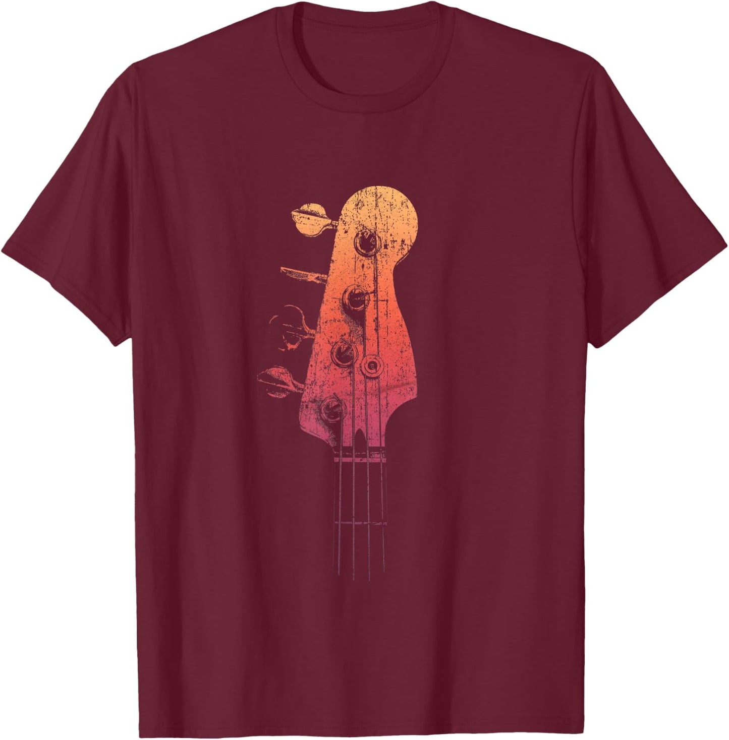Bass Guitar Retro Headstock for Bassist and Bass Player T-Shirt - T-Shirt | Maroon