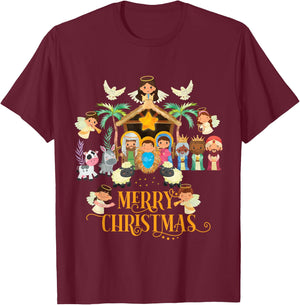 Christmas Nativity True Story Nativity Scene T-Shirt - T-Shirt | Maroon