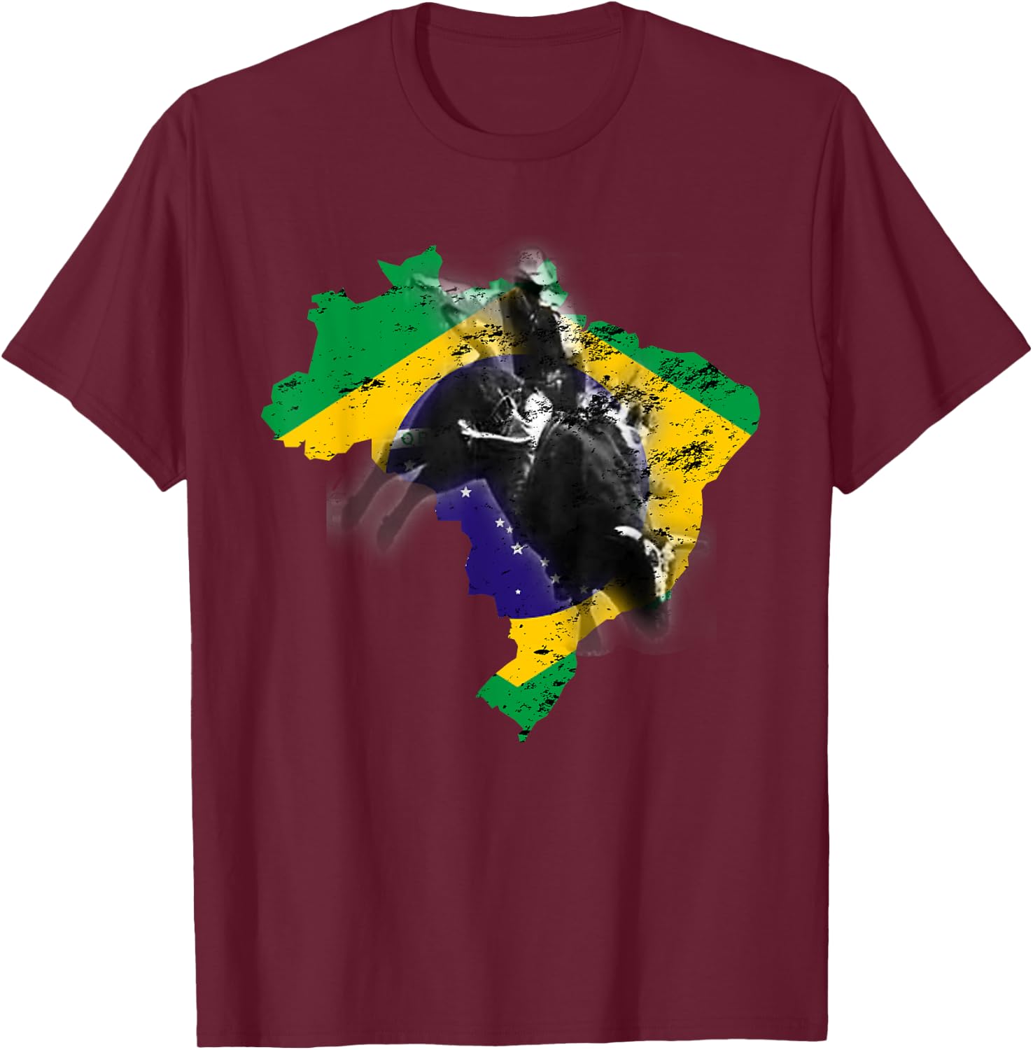 Bull-Riding Texas Ranch Rider Brazilian Cowboy T-Shirt - T-Shirt | Maroon
