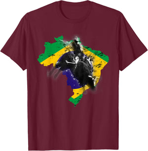 Bull-Riding Texas Ranch Rider Brazilian Cowboy T-Shirt - T-Shirt | Maroon