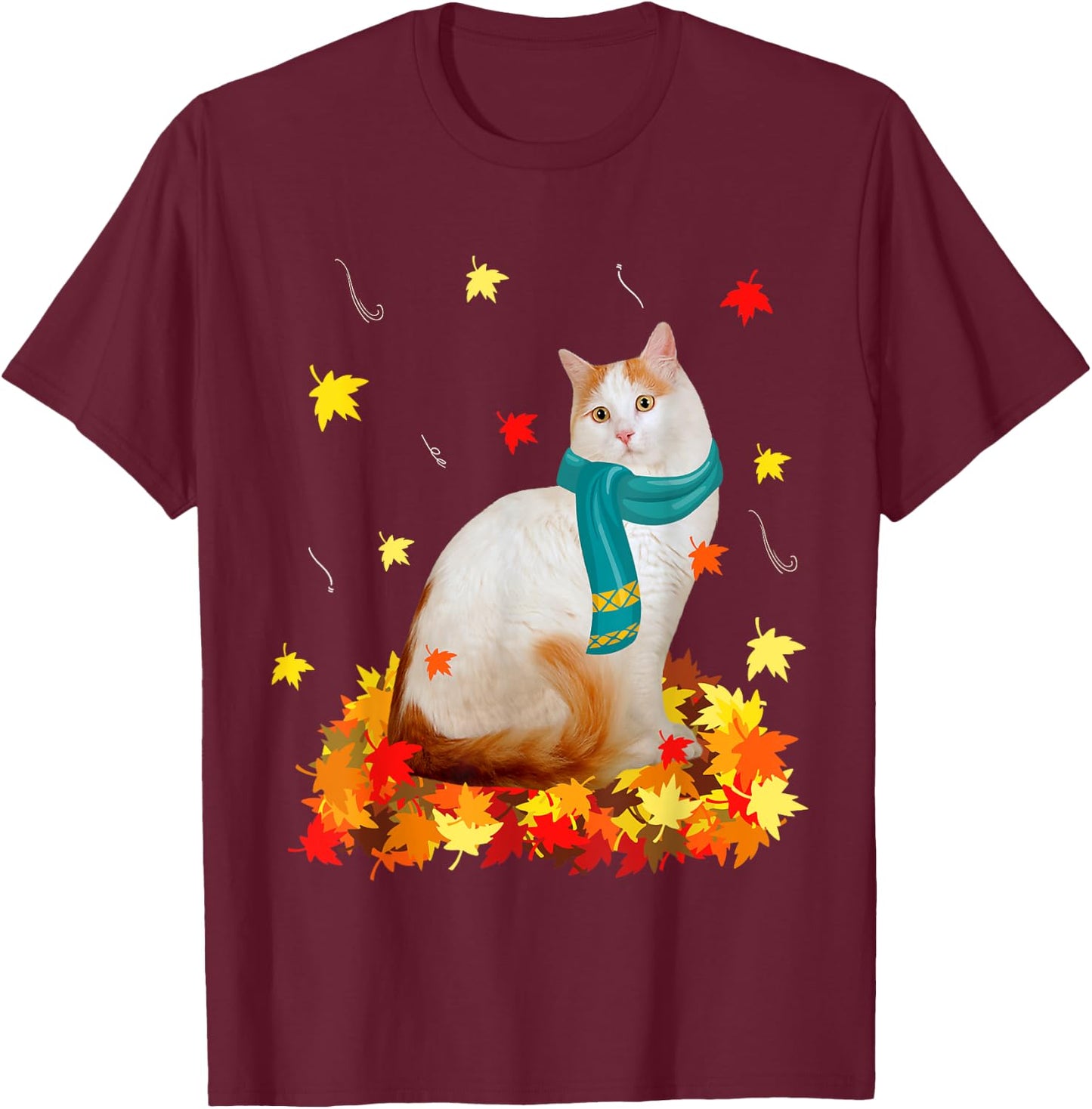 Fun Turkish Van Thanksgiving Autumn Cat Kitten Lover T-Shirt - T-Shirt | Maroon