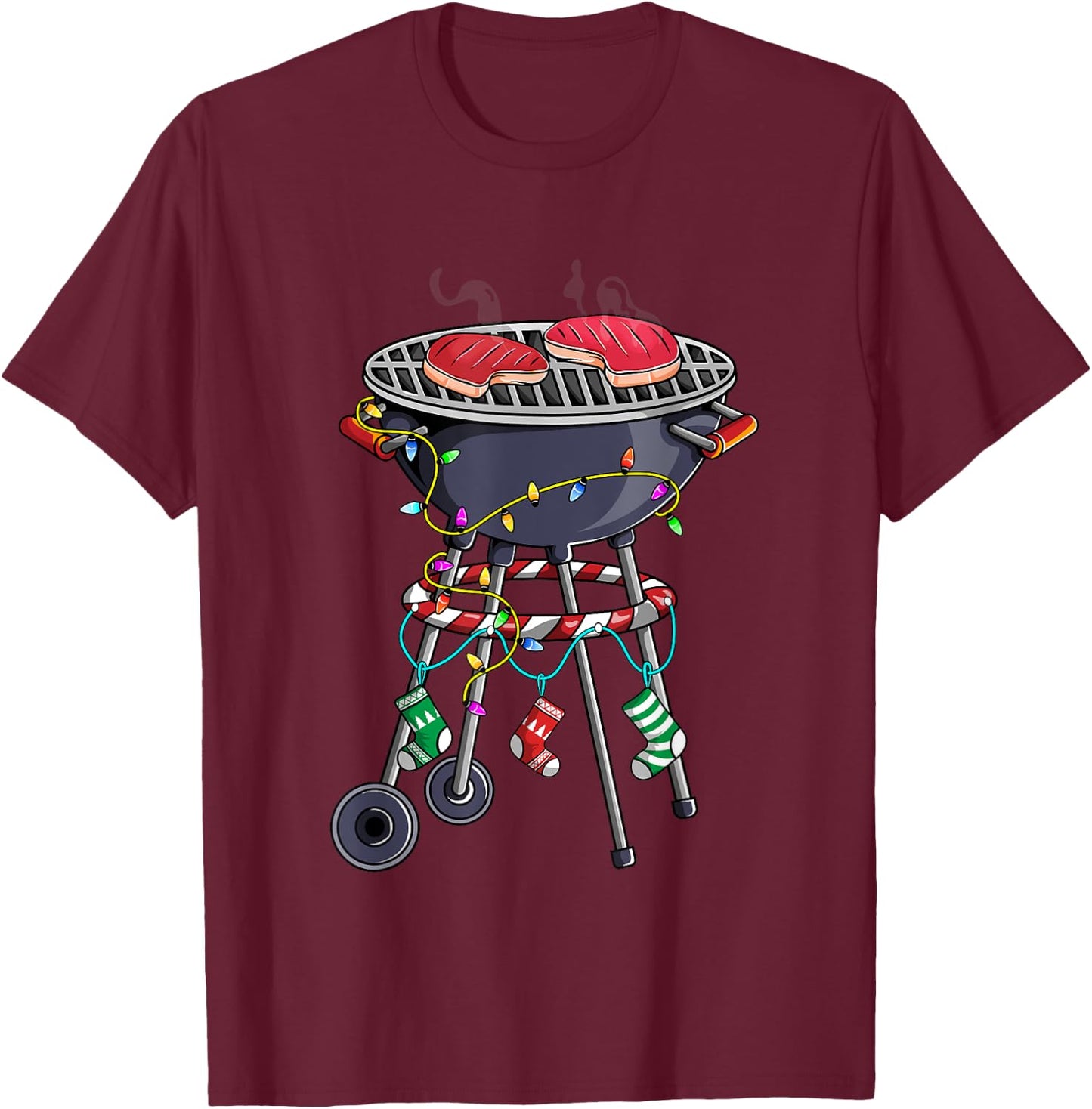 Christmas Grill Design For Holiday Themed Christmas BBQ T-Shirt - T-Shirt | Maroon