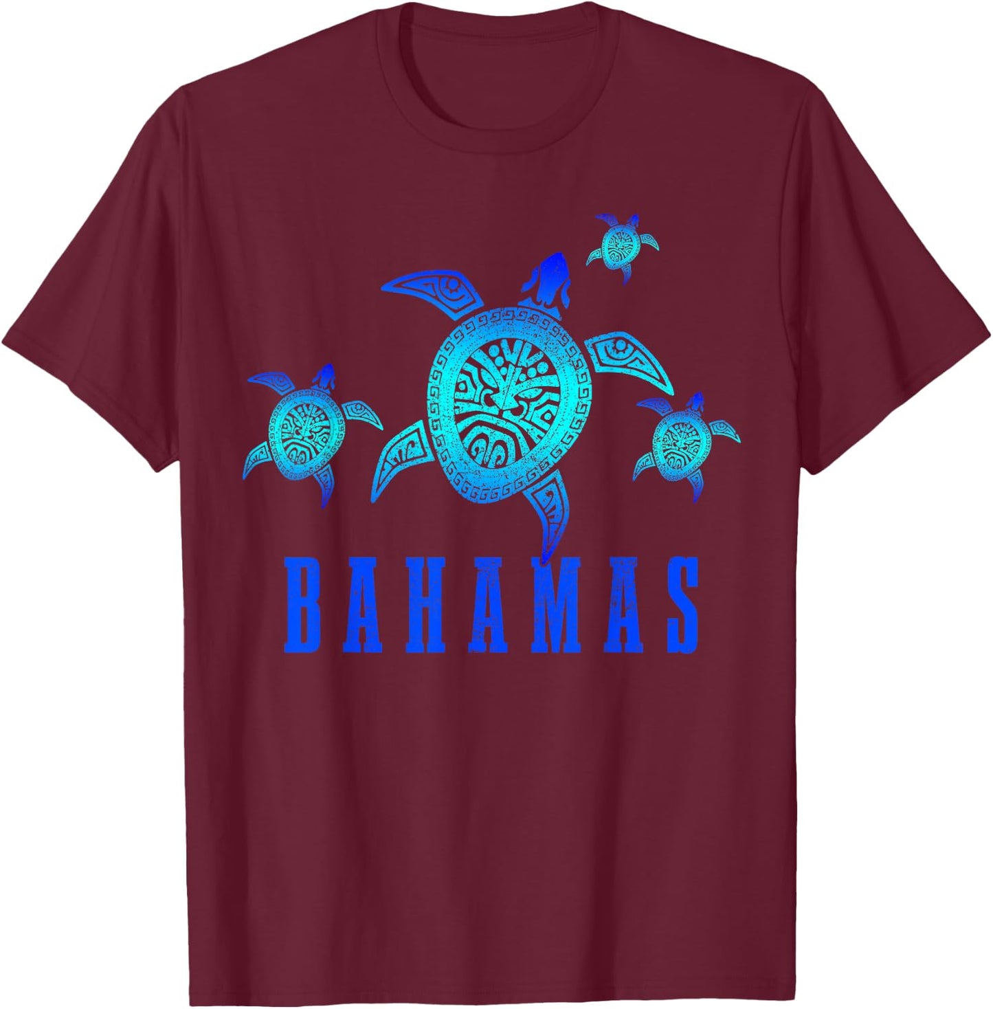 Bahamas Sea Turtle Tribal Pattern Scuba Diving Diver Bahamas T-Shirt - T-Shirt | Maroon