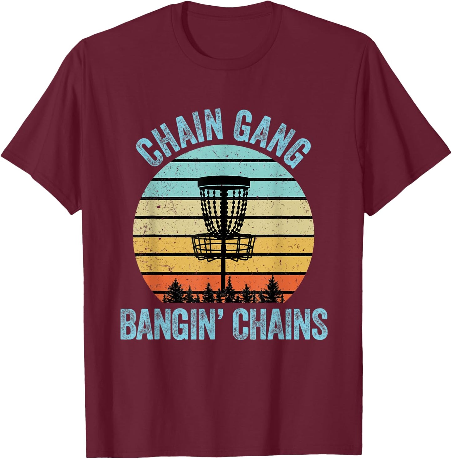 Disc Golf Shirt Funny Chain Retro Disc Golf Gift T-Shirt - T-Shirt | Maroon