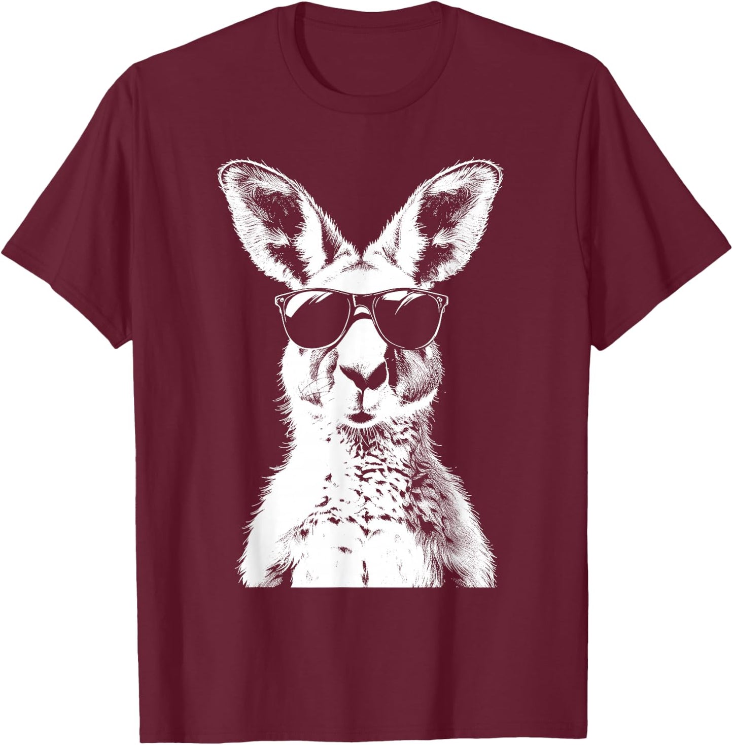 Kangaroo Wearing Sunglasses Funny Animal Australia T-Shirt - T-Shirt | Maroon
