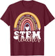 STEM Teacher Rainbow Leopard Math Science Technology Teacher T-Shirt - T-Shirt | Maroon