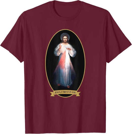 Divine Mercy, Jesus I Trust in You T-Shirt - T-Shirt | Maroon