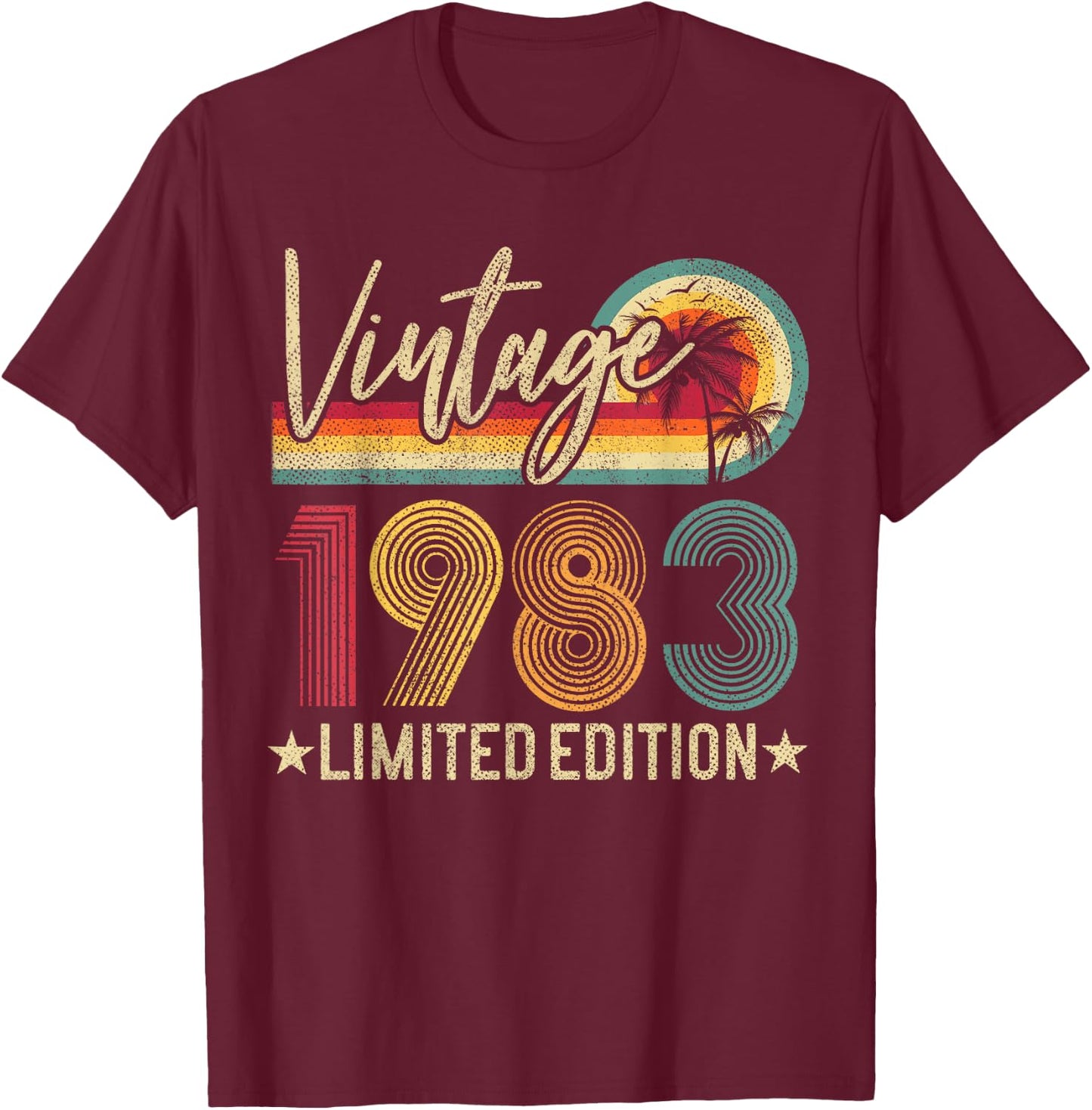 43rd Birthday Vintage 1983 43 Years Old Men Women T-Shirt - T-Shirt | Maroon