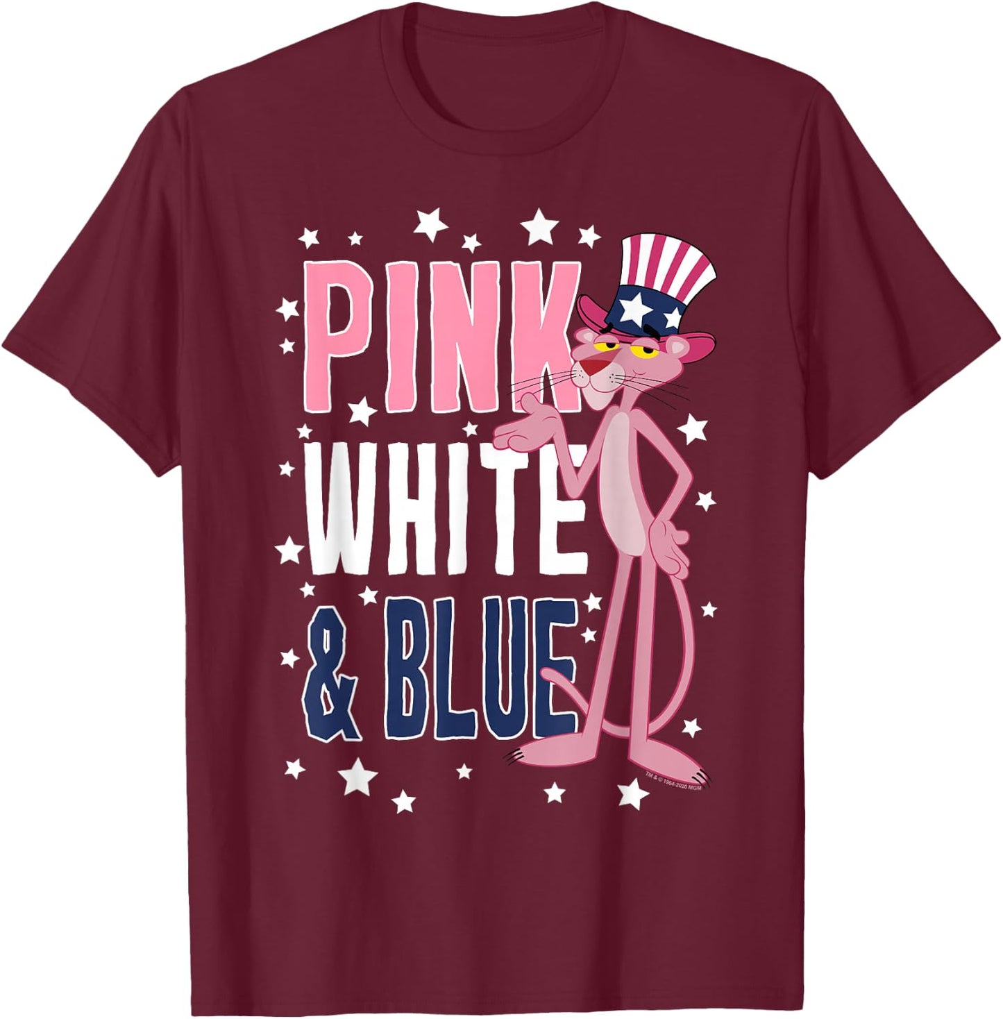 The Pink Panther Pink White & Blue T-Shirt - T-Shirt | Maroon