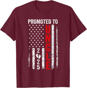 Patriotic Promoted To Uncle 2025 First Time New Uncle Men T-Shirt - T-Shirt | Maroon