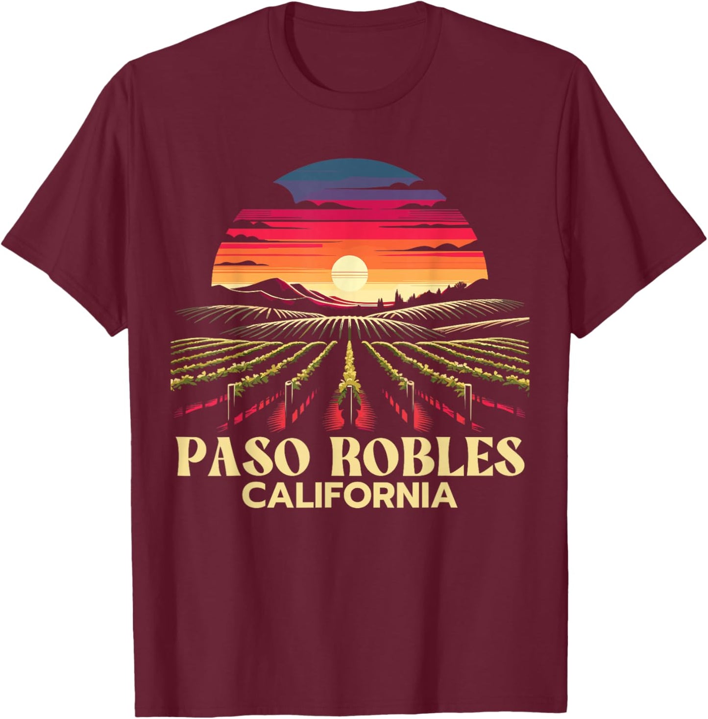 Paso Robles California, Paso Robles Vineyard, Paso Robles T-Shirt - T-Shirt | Maroon