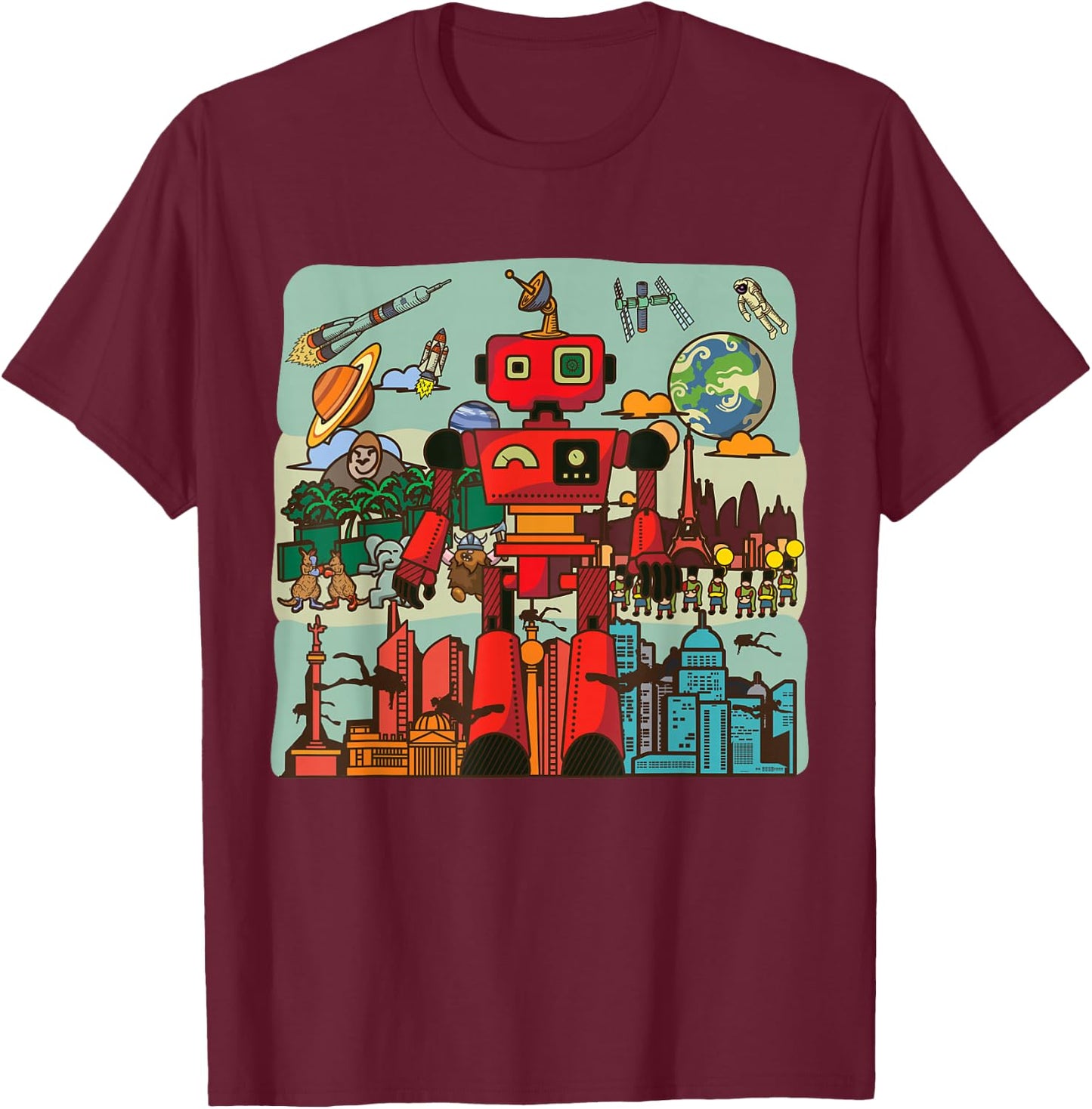 Retro Japanese Robotics Engineer Gift Funny Toy Robot T-Shirt - T-Shirt | Maroon