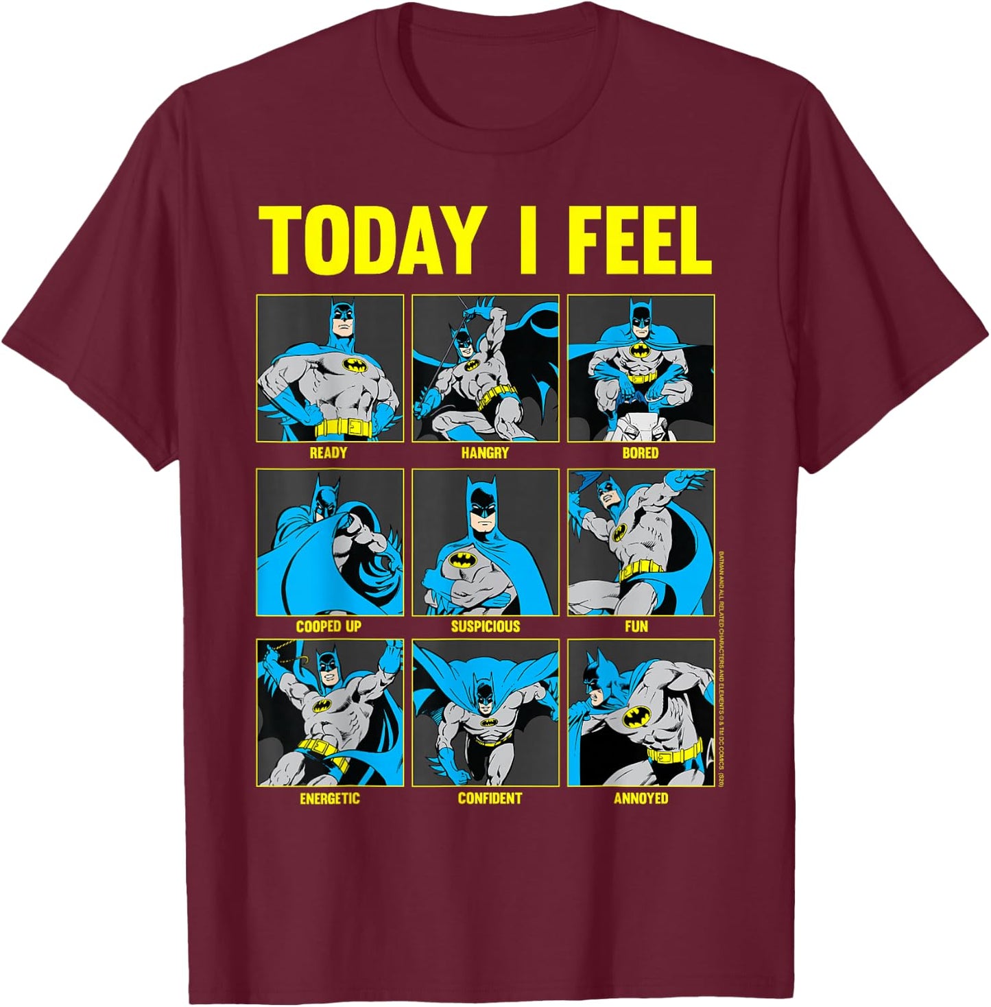 DC Comics Batman Today I Feel Emotional Box Up T-Shirt - T-Shirt | Maroon