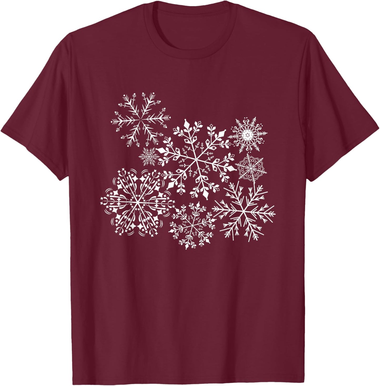 Snowflake Snowfall Snow Winter Fun T-Shirt - T-Shirt | Maroon