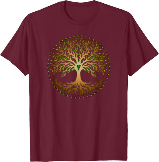 Yggdrasil Tree of Life Celtic Nordic T-Shirt - T-Shirt | Maroon