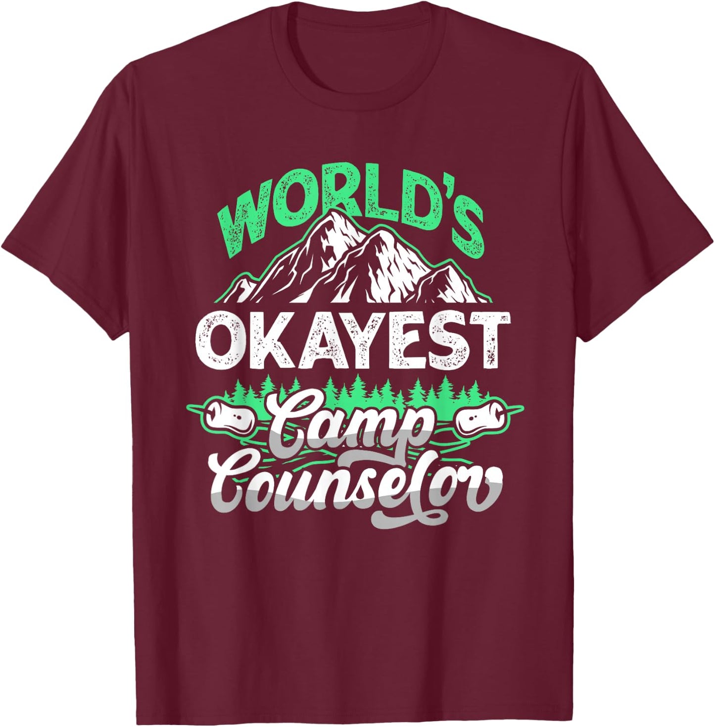 Funny World's Okayest Camp Counselor Shirt Director T-Shirt - T-Shirt | Maroon