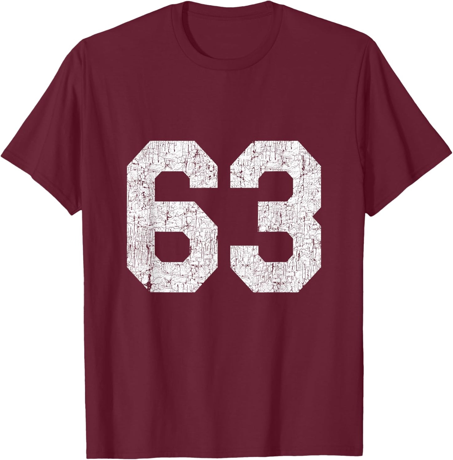 Jersey Uniform Number #63, 63rd Birthday T-Shirt - T-Shirt | Maroon
