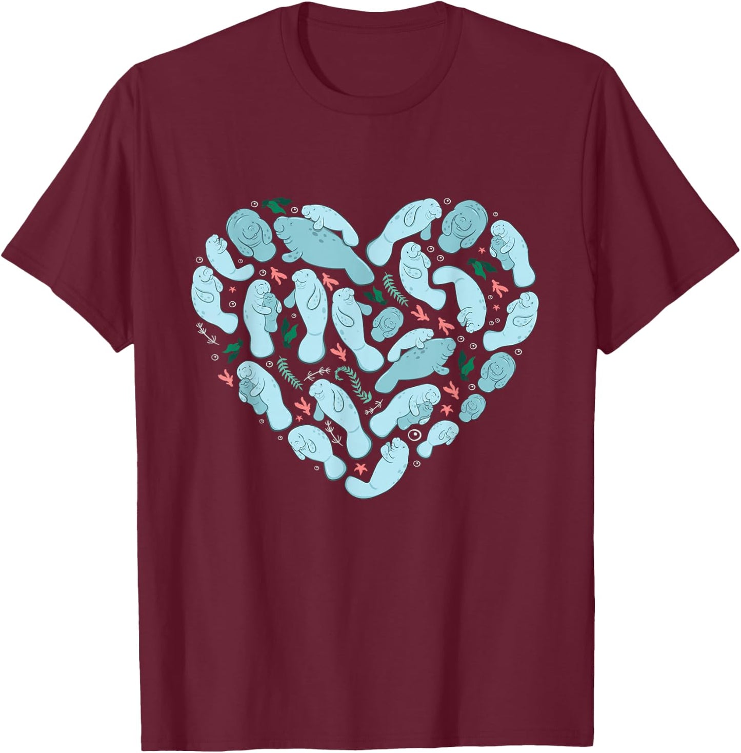 Manatee lover heart sea cow Floaty Potato kids boys women T-Shirt - T-Shirt | Maroon