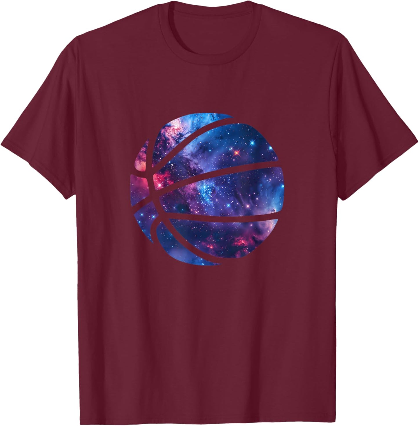 Basketball Silhouette Space Aesthetic Galaxy T-Shirt - T-Shirt | Maroon