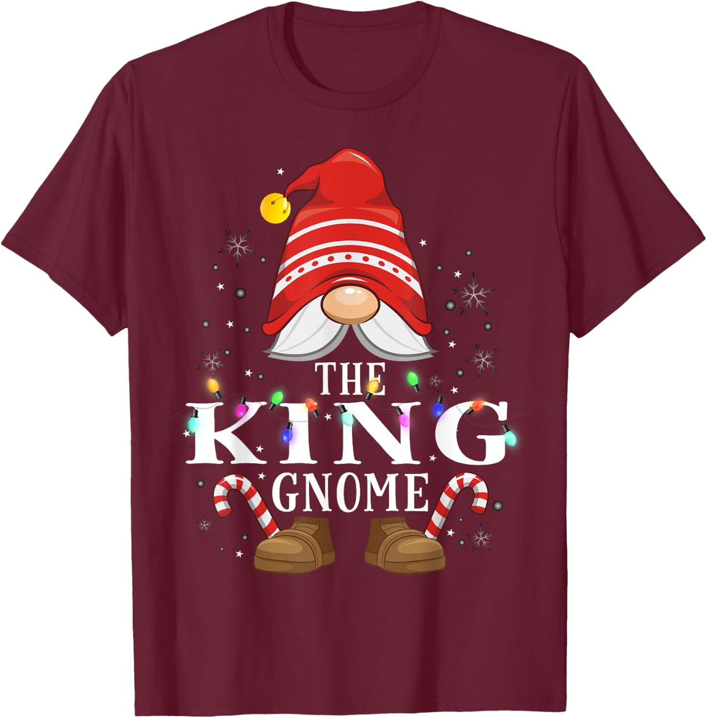 The King Gnome Family Christmas Pajama Party T-Shirt - T-Shirt | Maroon
