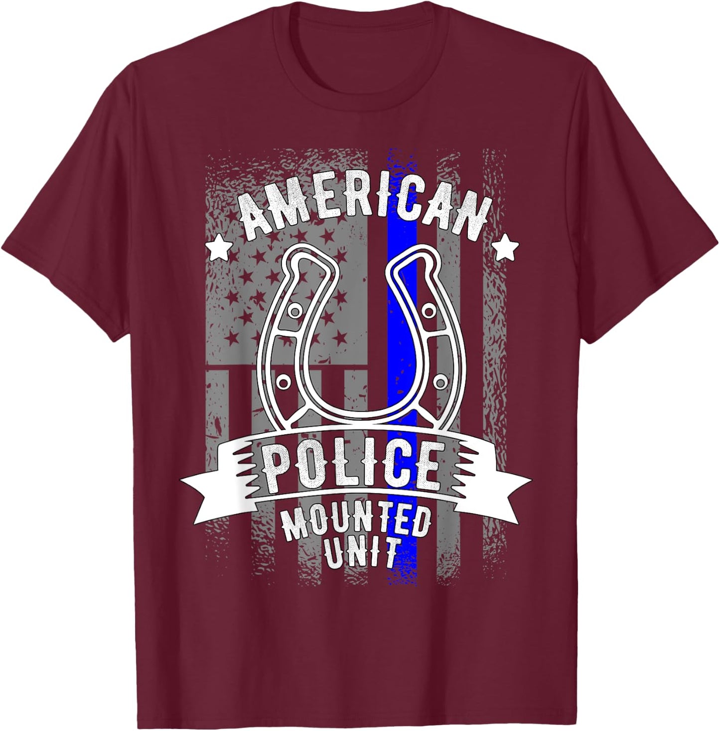American Police Horse Mounted Unit T-Shirt - T-Shirt | Maroon