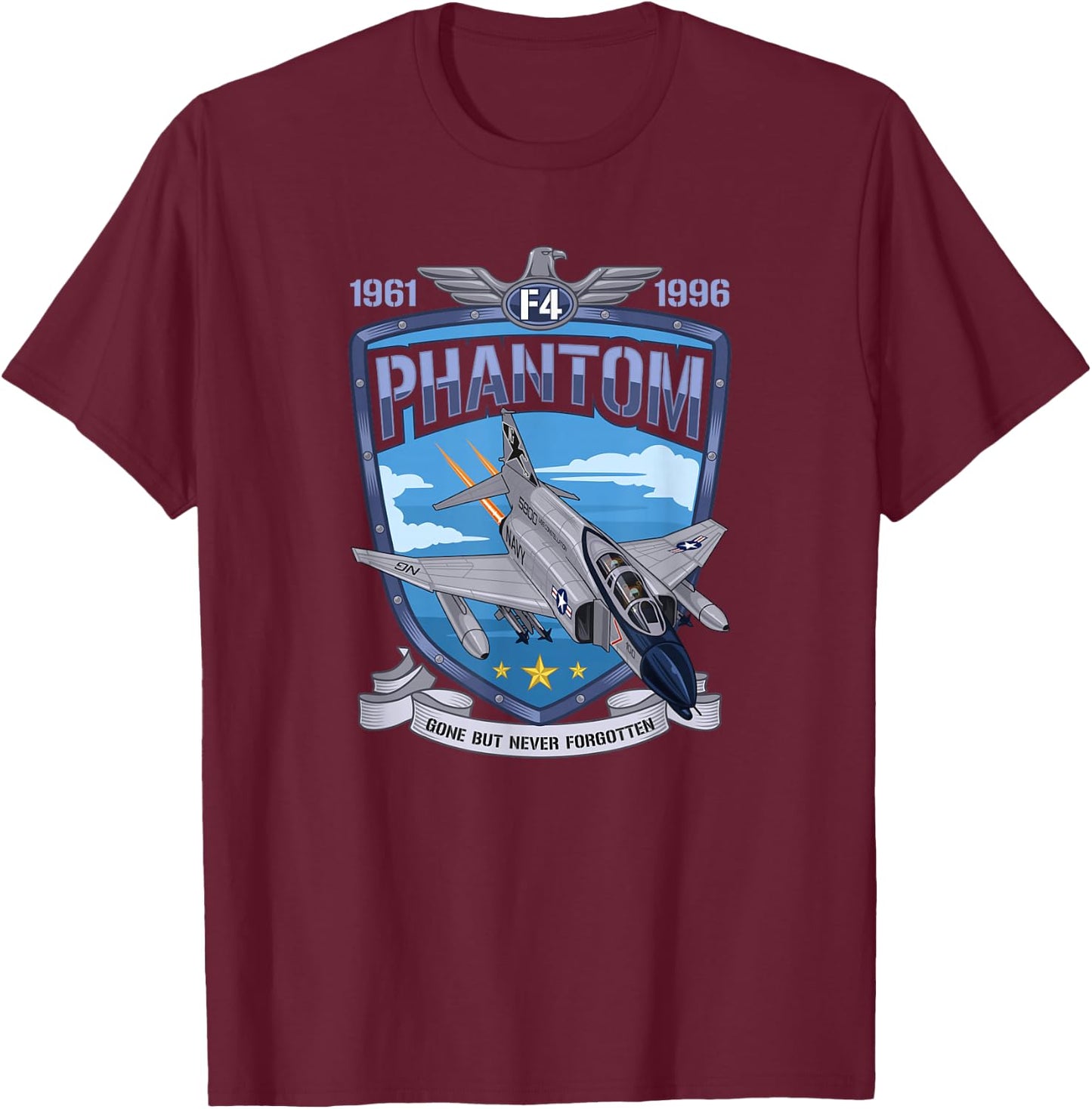 Vintage F4 Phantom II Jet Fighter Military Aviation T-Shirt - T-Shirt | Maroon