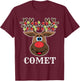 Santa Reindeer Comet Xmas Group Costume T-Shirt - T-Shirt | Maroon
