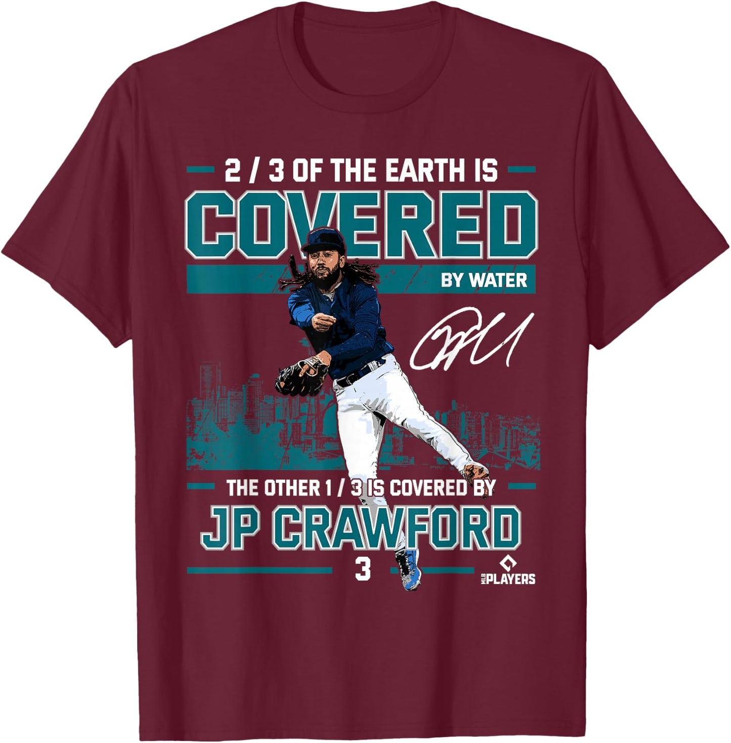 Covered JP Crawford Seattle MLBPA T-Shirt - T-Shirt | Maroon