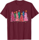 Cute Christmas With Pink Trees Xmas Costume Girls T-Shirt - T-Shirt | Maroon