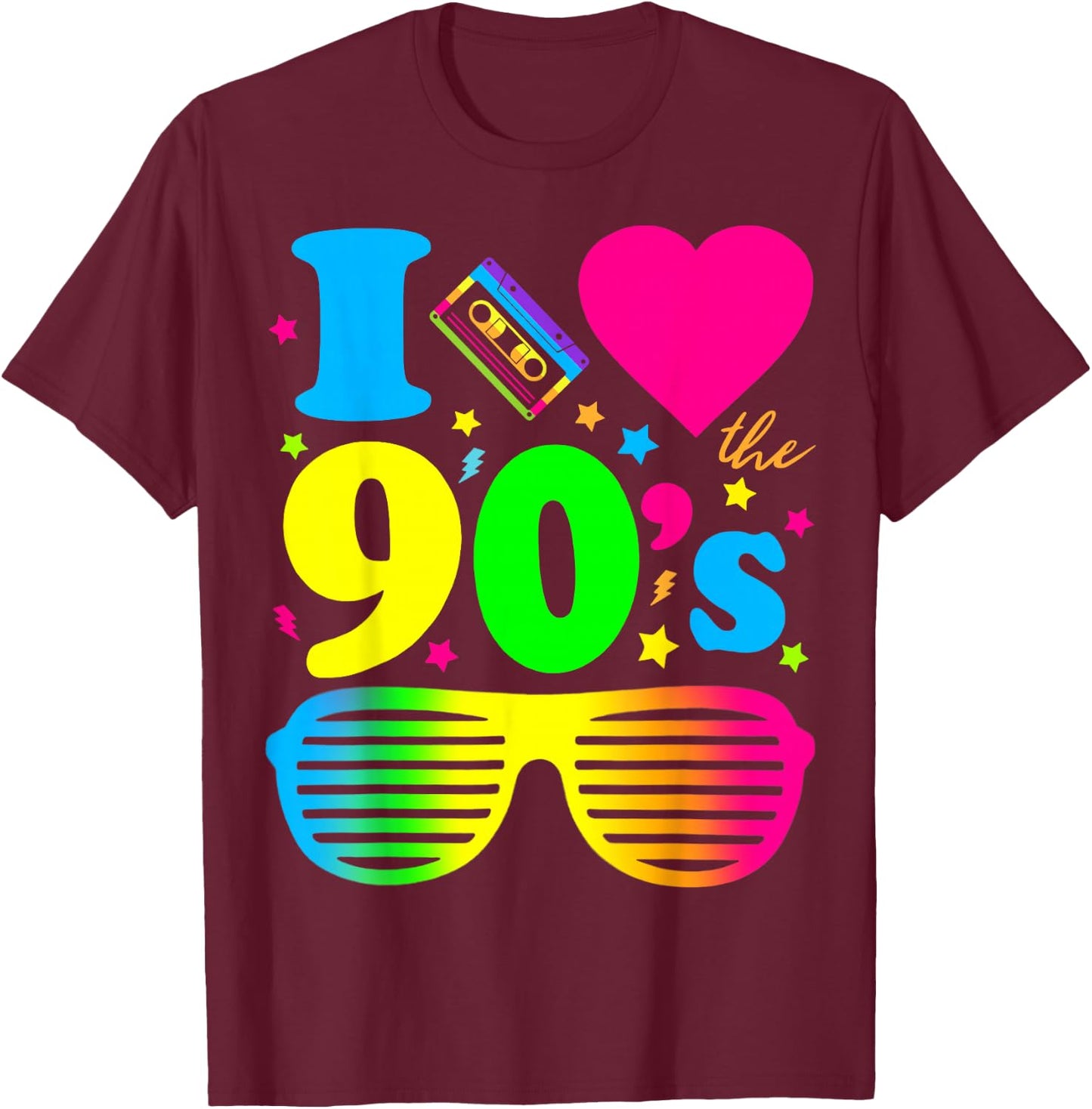 1990's 90s I Heart The Nineties T-Shirt - T-Shirt | Maroon