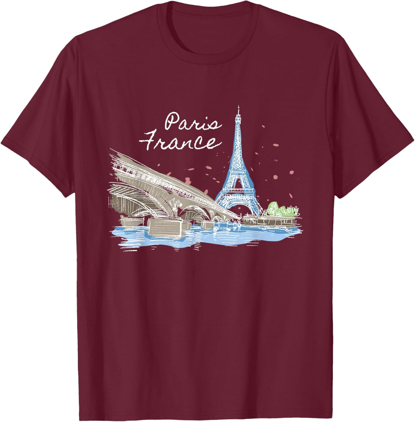 Paris France I Travel Eiffel Tower French French France T-Shirt - T-Shirt | Maroon