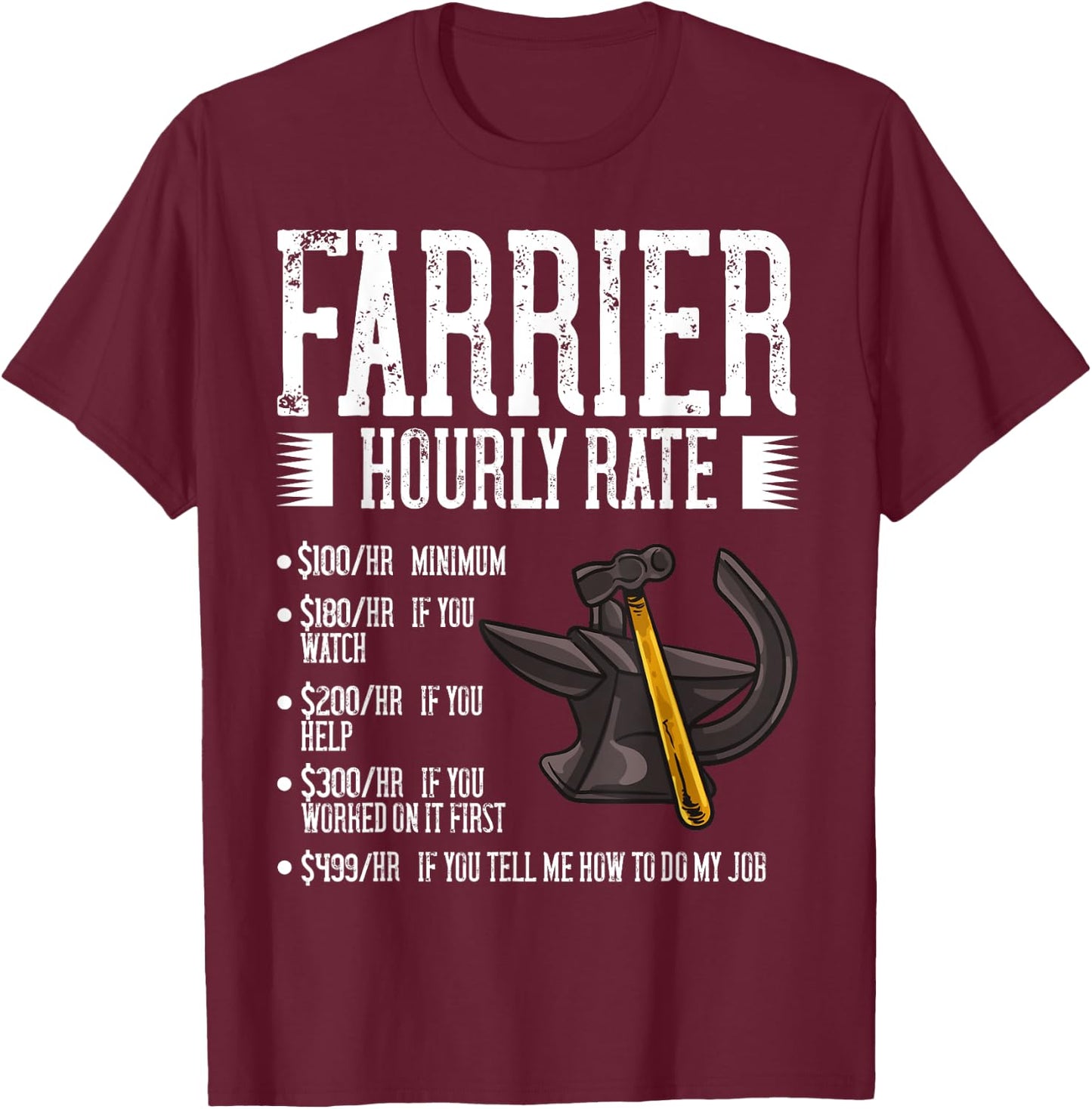 Farrier Horseshoe Gift Hoof Tools T-Shirt - T-Shirt | Maroon