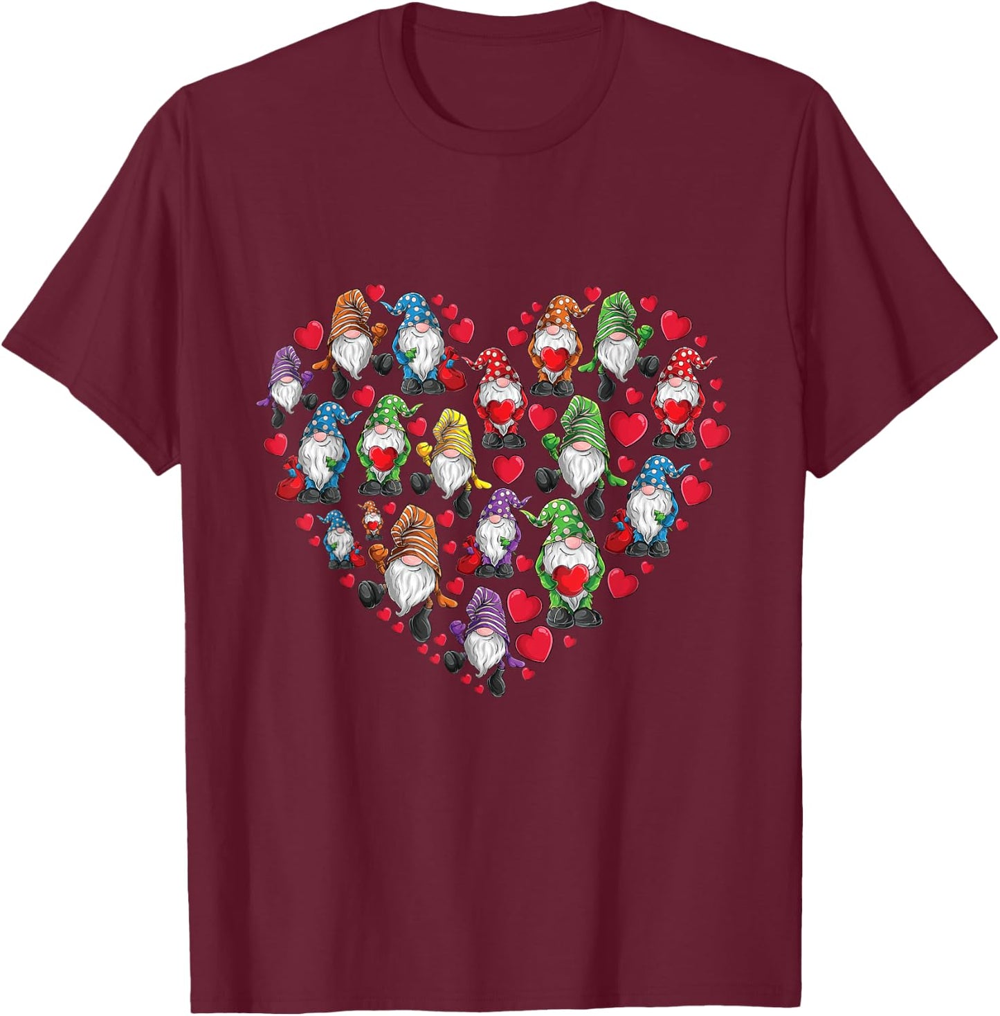 Gnomes Heart Love Gnome Lover Gift Men Women Kids Girls Boys T-Shirt - T-Shirt | Maroon