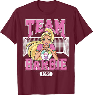 Barbie Team Barbie 1959 Football with Goal Post T-Shirt - T-Shirt | Maroon