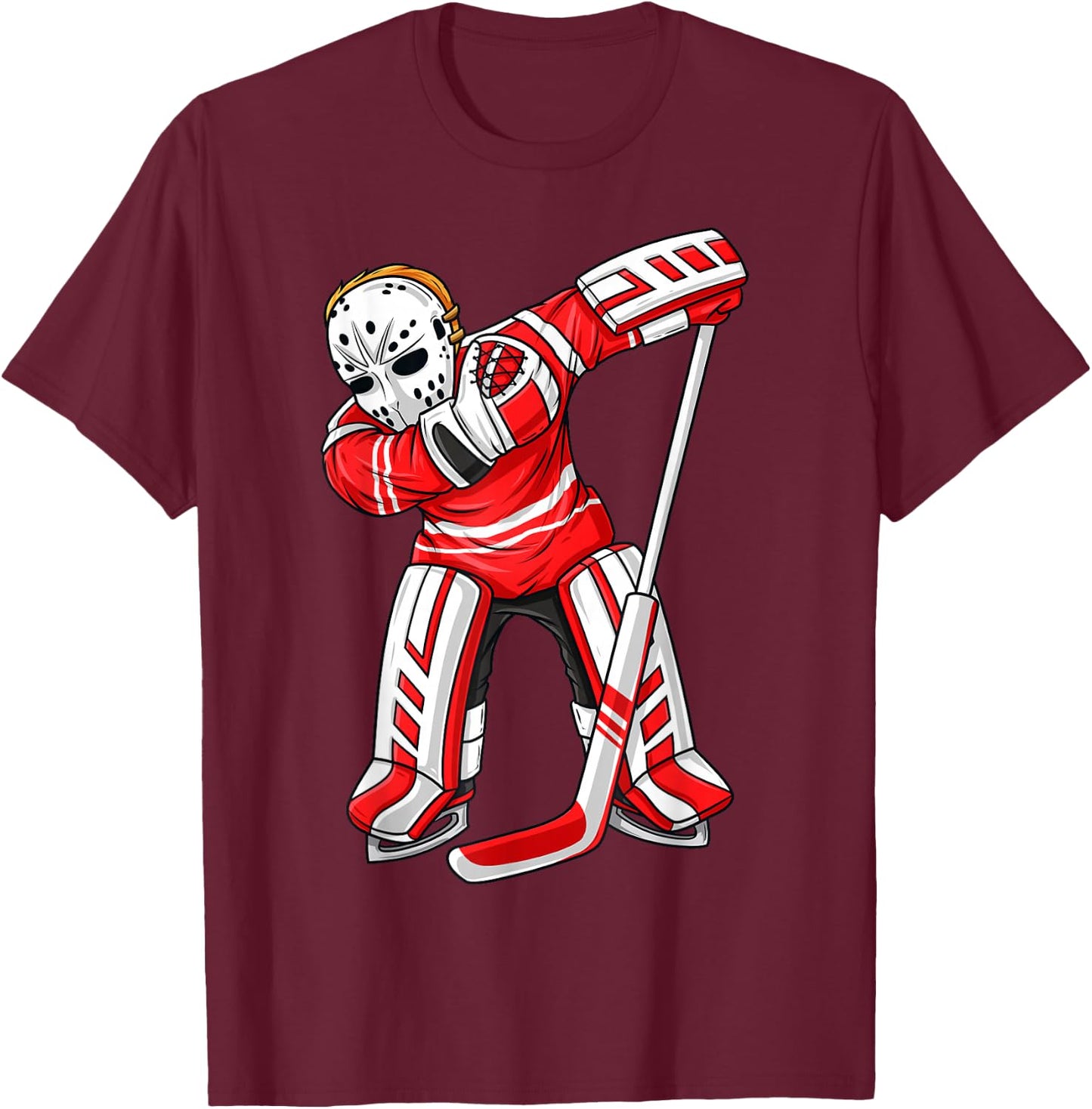Dabbing Ice Hockey Player Funny Boys Girls Kids Dab Gift T-Shirt - T-Shirt | Maroon