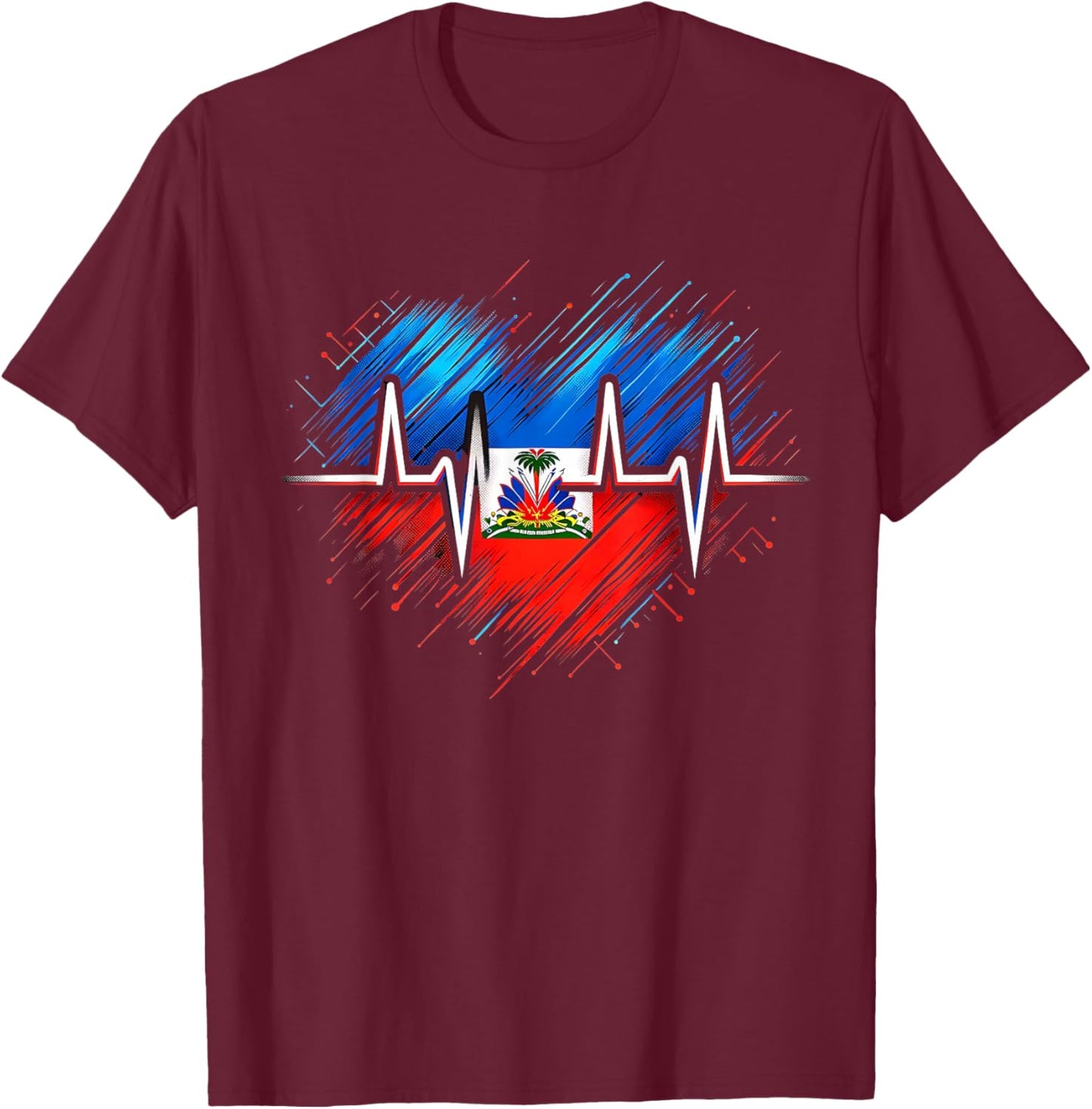 Haitian Flag Day Love Haiti Haitian Haitian Roots Haiti Flag T-Shirt - T-Shirt | Maroon